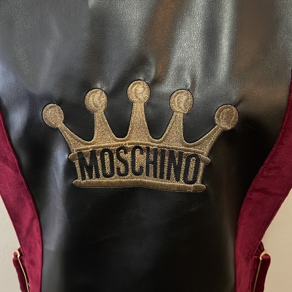 Moschino Cheap Chic Black Faux Leather Velvet Trim Vest - Picture 3 of 10